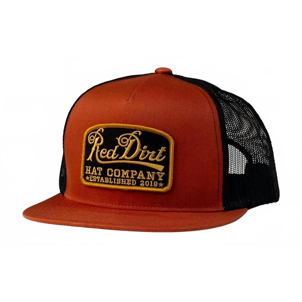 NEW RED DIRT HAT COMPANY guitar patch 5 panel flat trucker snapback cap in burnt
